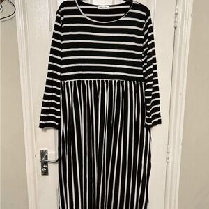 Stylish Striped Kids Dress in Black and White